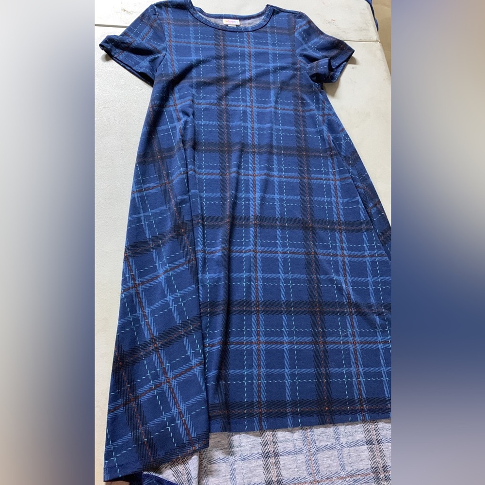 LuLaRoe Blue Plaid Dress